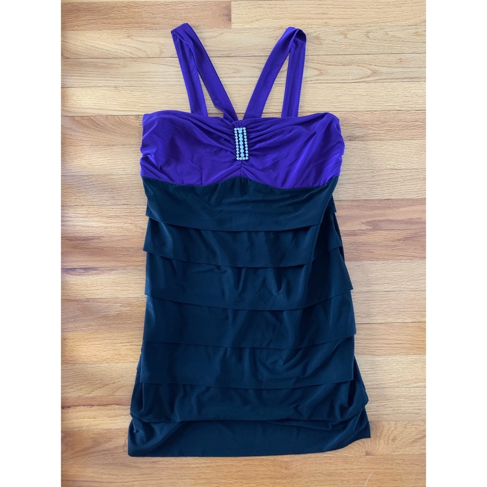 Black and Purple Pleated Dress